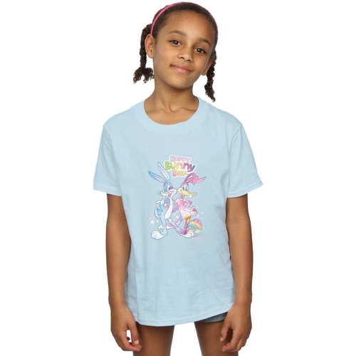 Vêtements Fille T-shirts manches longues Dessins Animés Bugs And Daffy Happy Bunny Day Bleu