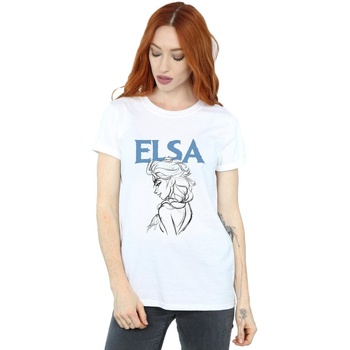 Vêtements Femme T-shirts manches longues Disney Frozen Elsa Profile Sketch Blanc