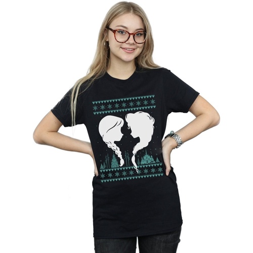 Vêtements Femme T-shirts manches longues Disney Frozen Christmas Sisters Noir
