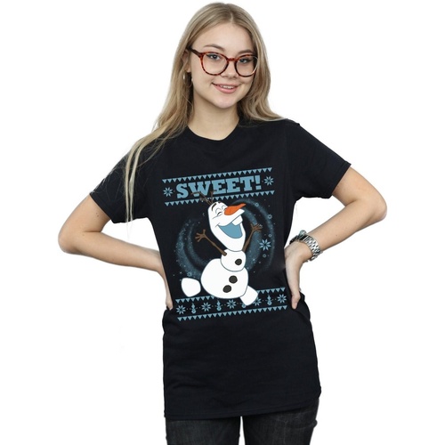 Vêtements Femme T-shirts manches longues Disney Frozen Olaf Sweet Christmas Noir