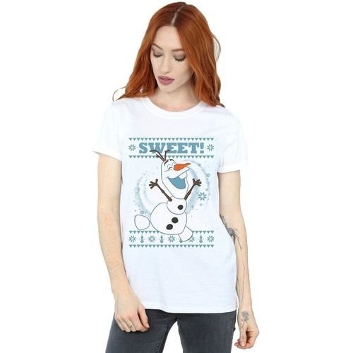 Vêtements Femme T-shirts manches longues Disney Frozen Olaf Sweet Christmas Blanc