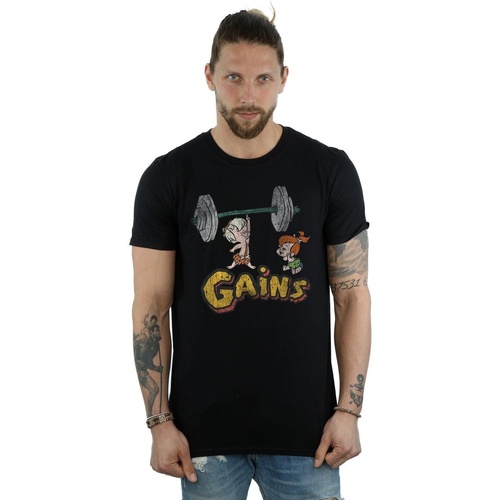 Vêtements Homme T-shirts manches longues The Flintstones Bam Bam Gains Distressed Noir