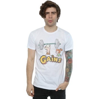 Vêtements Homme T-shirts manches longues The Flintstones Bam Bam Gains Distressed Blanc