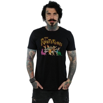 Vêtements Homme T-shirts manches longues The Flintstones Group Distressed Noir