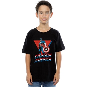 Vêtements Garçon T-shirts manches courtes Marvel Captain America Standing Noir