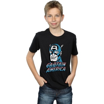 Vêtements Garçon T-shirts manches courtes Marvel Captain America Distressed Noir