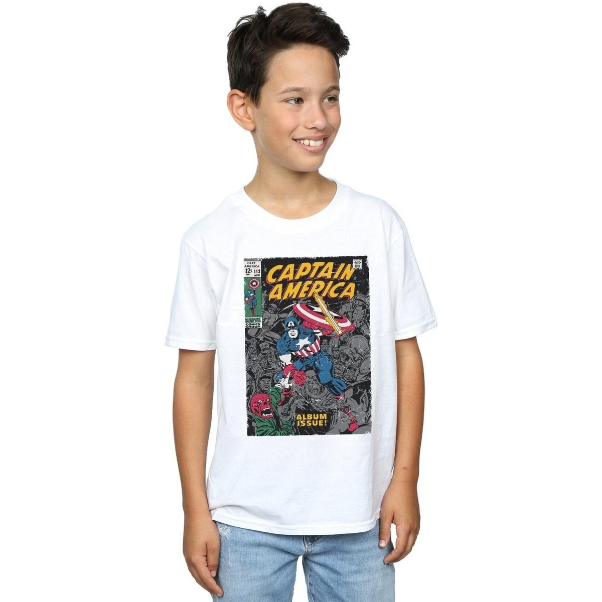Vêtements Garçon T-shirts manches courtes Marvel Captain America Album Issue Cover Blanc