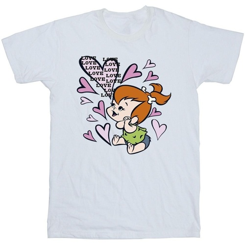 Vêtements Homme T-shirts manches longues The Flintstones Pebbles Love Love Love Blanc