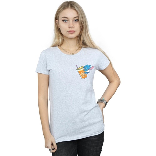 Vêtements Femme T-shirts manches longues Disney Lilo And Stitch Drink Gris