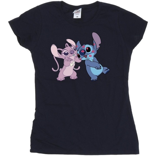 Vêtements Femme T-shirts manches longues Disney Lilo & Stitch Kisses Bleu