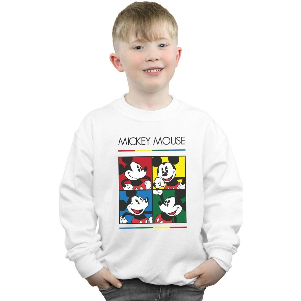 Vêtements Garçon Sweats Disney Mickey Mouse Square Colour Blanc