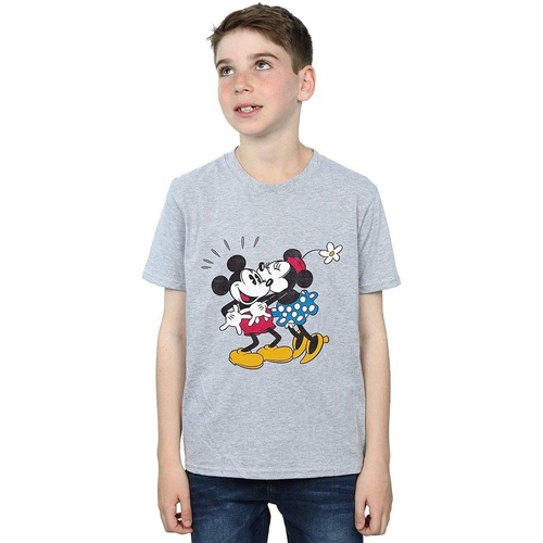 Vêtements Garçon T-shirts manches courtes Disney Mickey Mouse Mickey And Minnie Kiss Gris