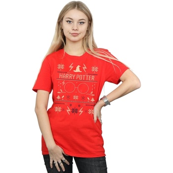 Vêtements Femme T-shirts manches longues Harry Potter Christmas Pattern Rouge
