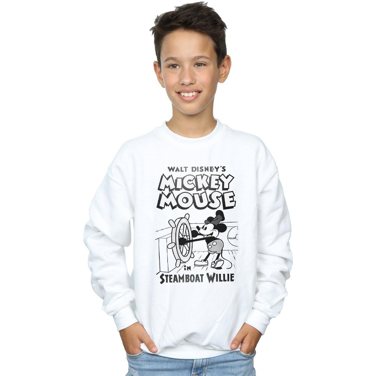 Vêtements Garçon Sweats Disney Mickey Mouse Steamboat Willie Blanc