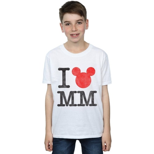 Vêtements Garçon T-shirts manches courtes Disney Mickey Mouse I Love Mickey Blanc