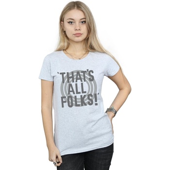 Vêtements Femme T-shirts manches longues Dessins Animés That's All Folks Text Gris