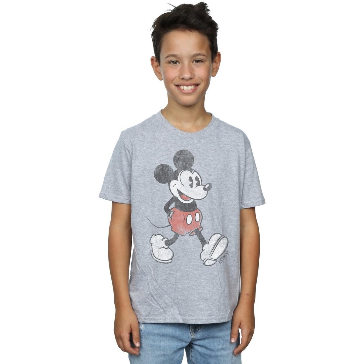 Vêtements Garçon T-shirts manches courtes Disney Mickey Mouse Walking Gris