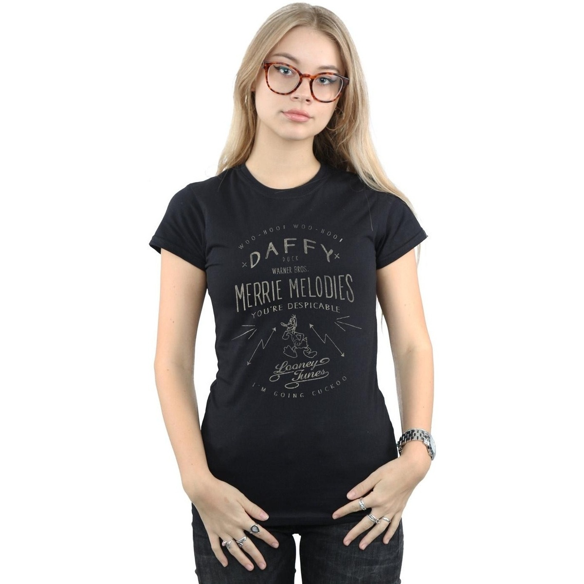Vêtements Femme T-shirts manches longues Dessins Animés Daffy Duck Despicable Noir
