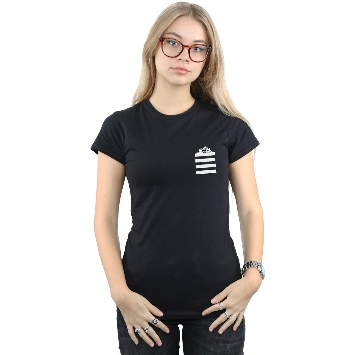 Vêtements Femme T-shirts manches longues Dessins Animés Taz Stripes Faux Pocket Noir