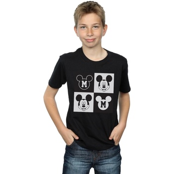 Vêtements Garçon T-shirts manches courtes Disney Mickey Mouse Smiling Squares Noir