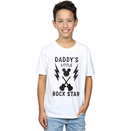 Vêtements Garçon T-shirts manches courtes Disney Mickey Mouse Daddy's Rock Star Blanc