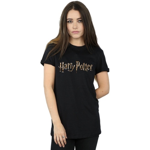 Vêtements Femme T-shirts manches longues Harry Potter Versace Jeans Couture baroque-pattern print shirt Noir