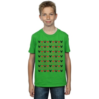 Vêtements Garçon T-shirts manches courtes Disney Mickey And Minnie Christmas Hearts Vert