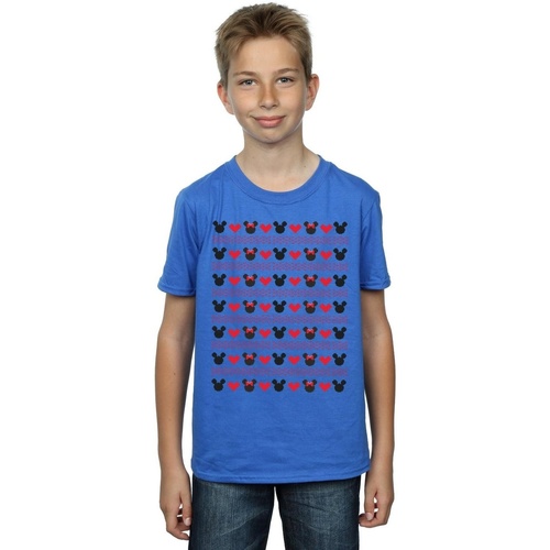 Vêtements Garçon T-shirts manches courtes Disney Mickey And Minnie Christmas Hearts Bleu