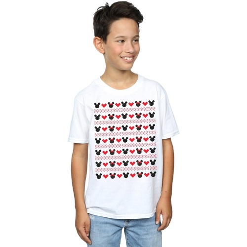 Vêtements Garçon T-shirts manches courtes Disney Mickey And Minnie Christmas Hearts Blanc