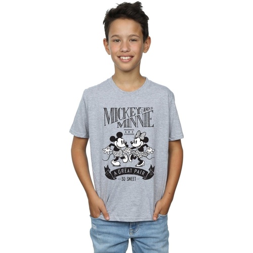 Vêtements Garçon T-shirts manches courtes Disney Mickey And Minnie Mouse Great Pair Gris