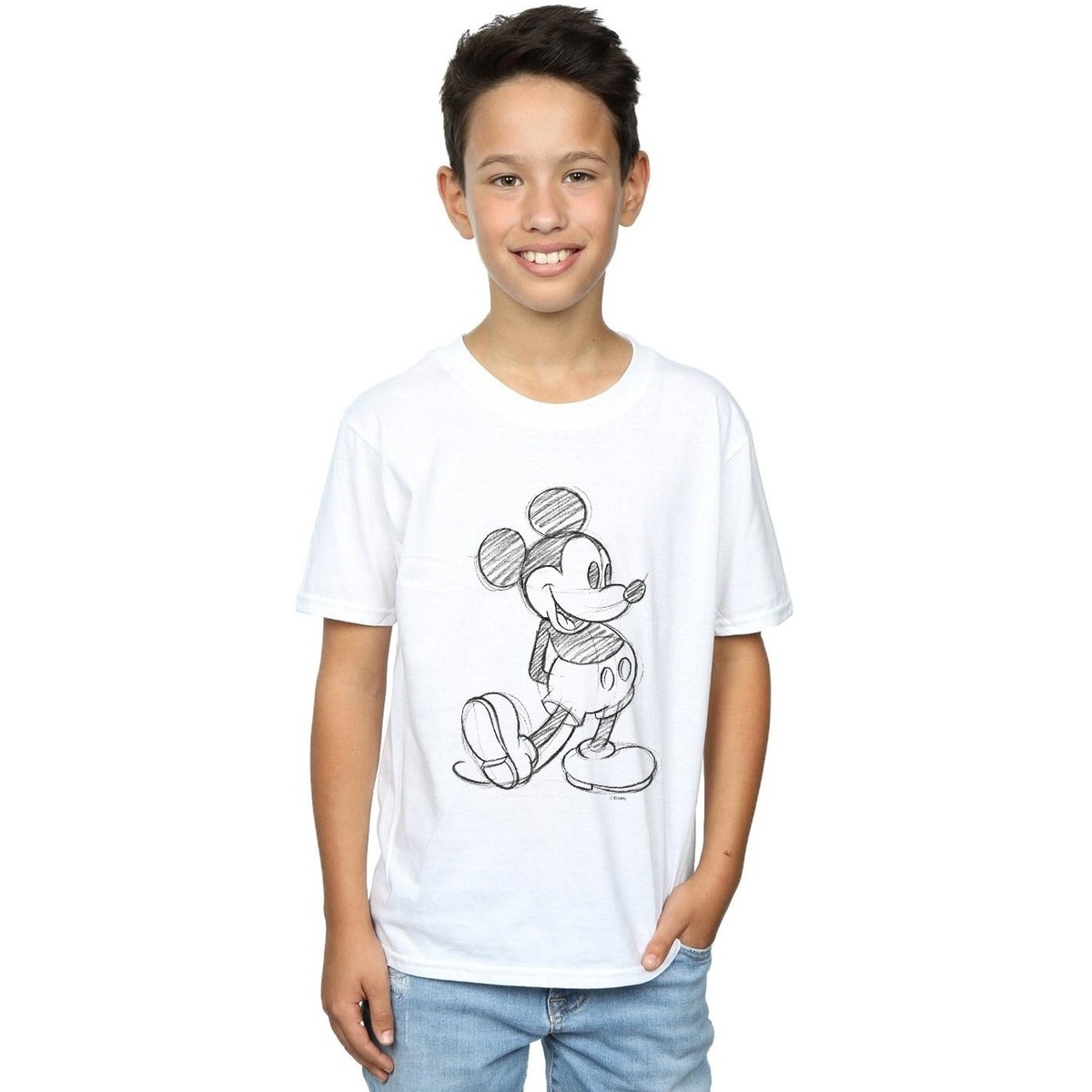Vêtements Garçon T-shirts manches courtes Disney Mickey Mouse Sketch Kick Blanc