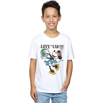Vêtements Garçon T-shirts manches courtes Disney Mickey Mouse Love The Earth Blanc