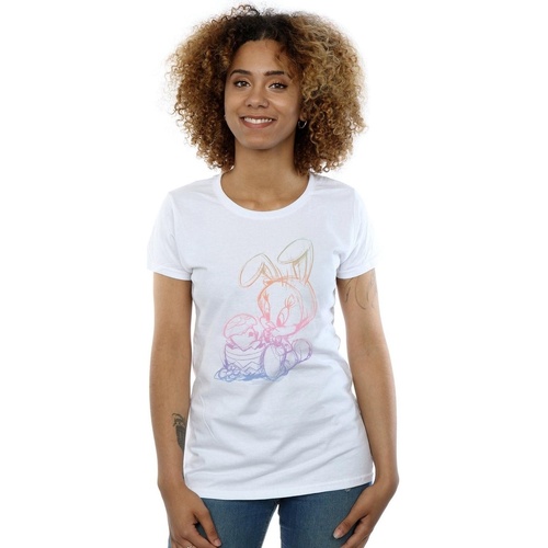 Vêtements Femme T-shirts manches longues Dessins Animés Tweety Pie Easter Egg Sketch Blanc