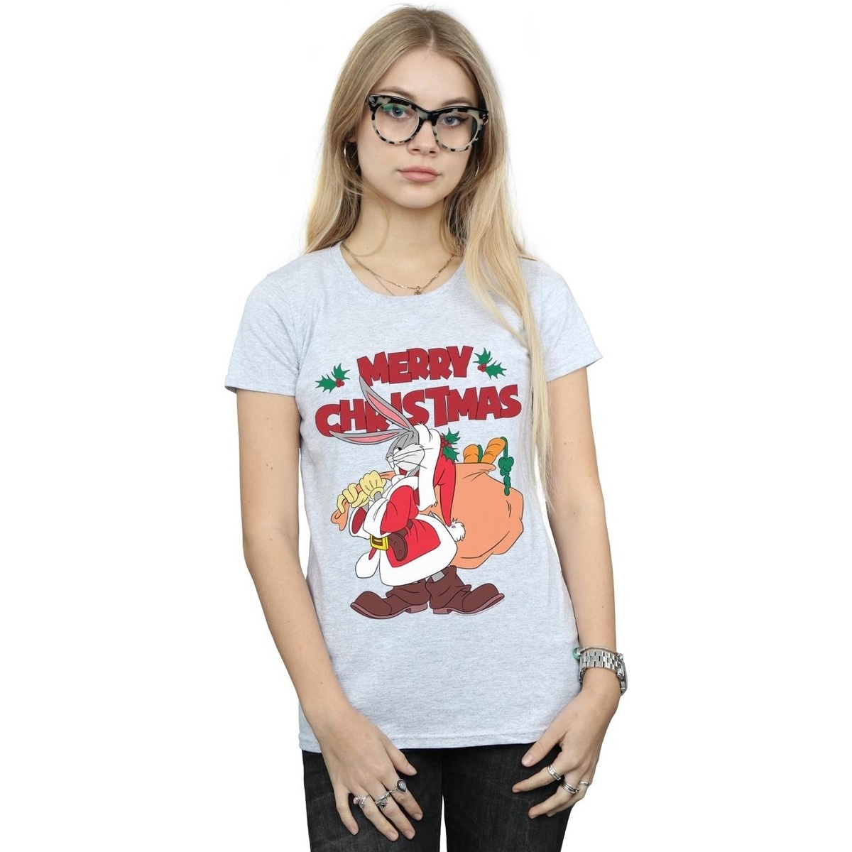 Vêtements Femme T-shirts manches longues Dessins Animés Santa Bugs Bunny Gris