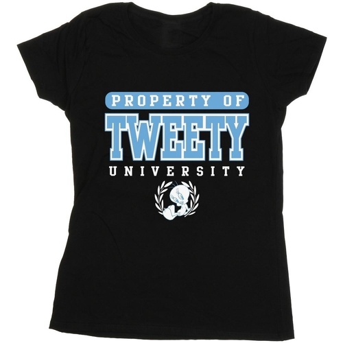 Vêtements Femme T-shirts manches longues Dessins Animés Tweety Property Of University Noir