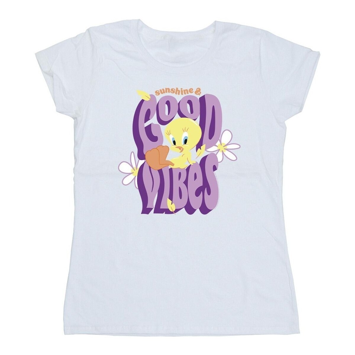 Vêtements Femme T-shirts manches longues Dessins Animés Tweeday Sunshine & Good Vibes Blanc