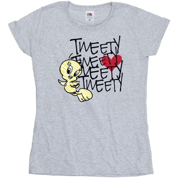 Vêtements Femme T-shirts manches longues Dessins Animés Tweety Love Heart Gris