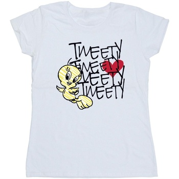Vêtements Femme T-shirts manches longues Dessins Animés Tweety Love Heart Blanc