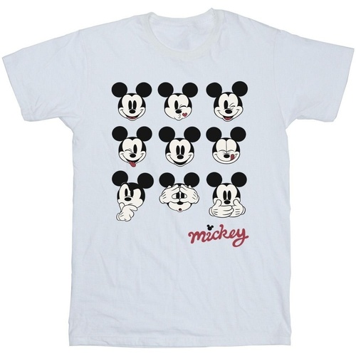 Vêtements Garçon T-shirts manches courtes Disney Mickey Mouse Many Faces Blanc