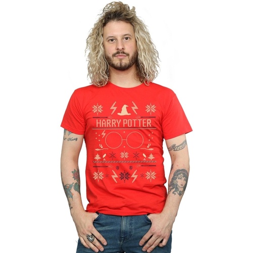 Vêtements Homme T-shirts manches longues Harry Potter Christmas Pattern Rouge