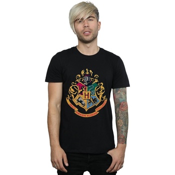 Vêtements Homme T-shirts manches longues Harry Potter Hogwarts Crest Gold Ink Noir