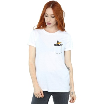 Vêtements Femme T-shirts manches longues Dessins Animés Daffy Duck Faux Pocket Blanc