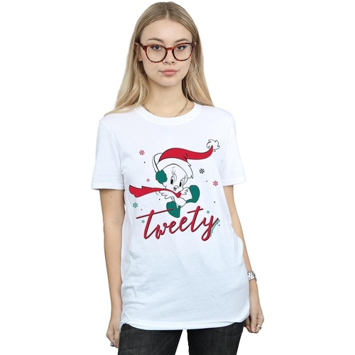 Vêtements Femme T-shirts manches longues Dessins Animés Tweety Pie Christmas Blanc