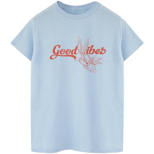 Vêtements Femme T-shirts manches longues Dessins Animés Bugs Bunny Good Vibes Bleu