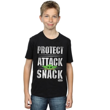 Vêtements Garçon T-shirts manches courtes Disney The Mandalorian Protect Attack Snack Noir