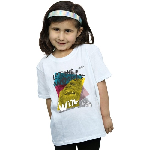 Vêtements Fille T-shirts manches longues Disney Let The Wookiee Win Blanc