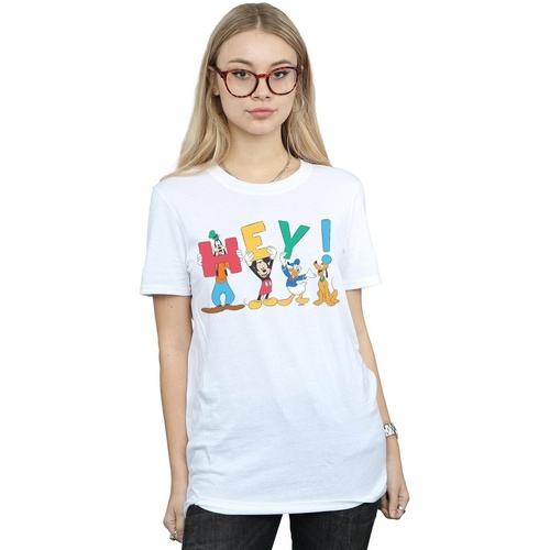 Vêtements Femme T-shirts manches longues Disney Mickey Mouse Friends Hey Blanc