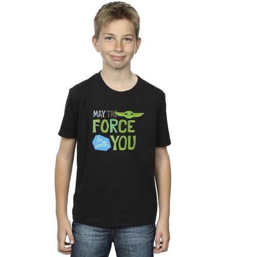 Vêtements Garçon T-shirts manches courtes Disney The Mandalorian May The Force Be With You Noir