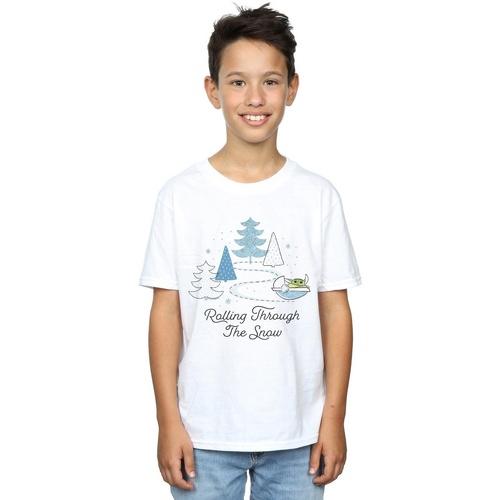Vêtements Garçon T-shirts manches courtes Disney The Mandalorian Rolling Through The Snow Blanc