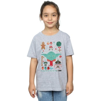 Vêtements Fille T-shirts manches longues Disney Yoda Christmas Gris